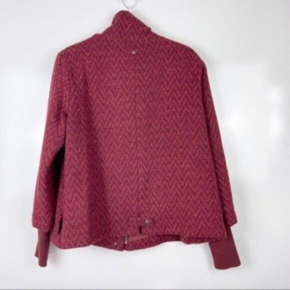 Prana Lily Wool Blend Red Chevron Print Winter Jacket Women's Size Large - Picture 3 of 12